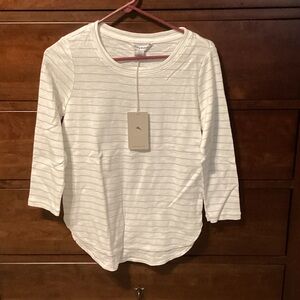 Tommy Bahama Cream Striped Long Sleeve Top